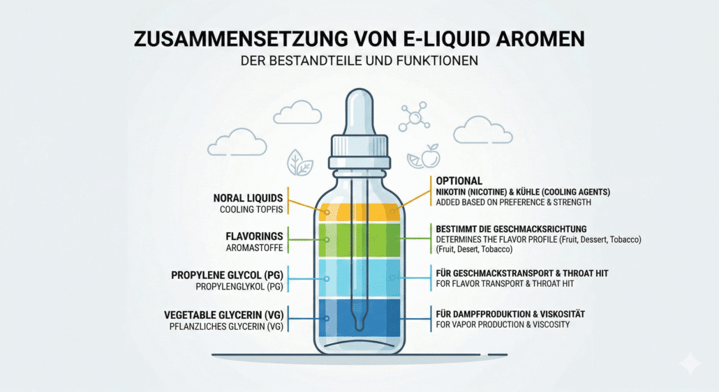 Zusammensetzung von E-Liquid Aromen - Infografik